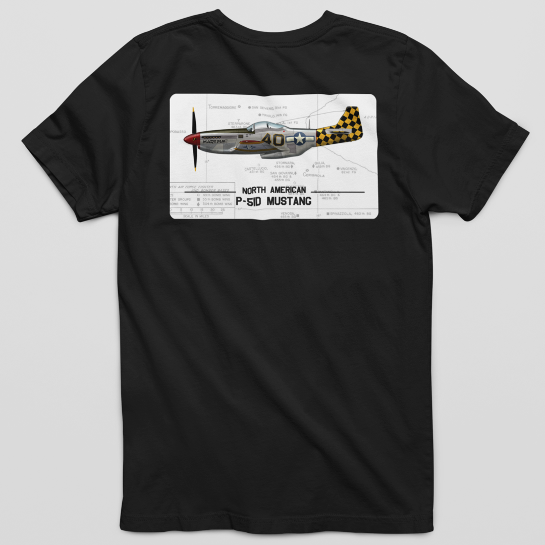 P-51 Mustang Airplane T-Shirt, Back of the shirt, Aviation T-Shirt, Pilot T-Shirt, Warbird T-Shirt