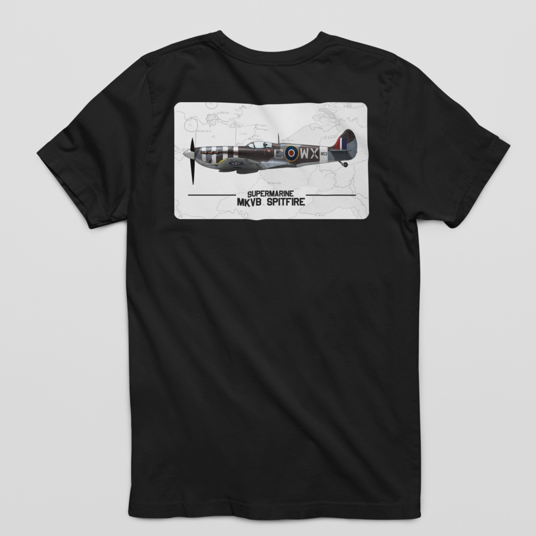 Supermarine Spitfire Airplane T-Shirt, Back, Aviation T-Shirt, Pilot T-Shirt, Warbird T-Shirt
