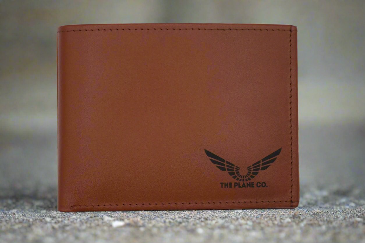 The Pilot Wallet, Front, Cognac, Aviation Wallet, Airplane Wallet